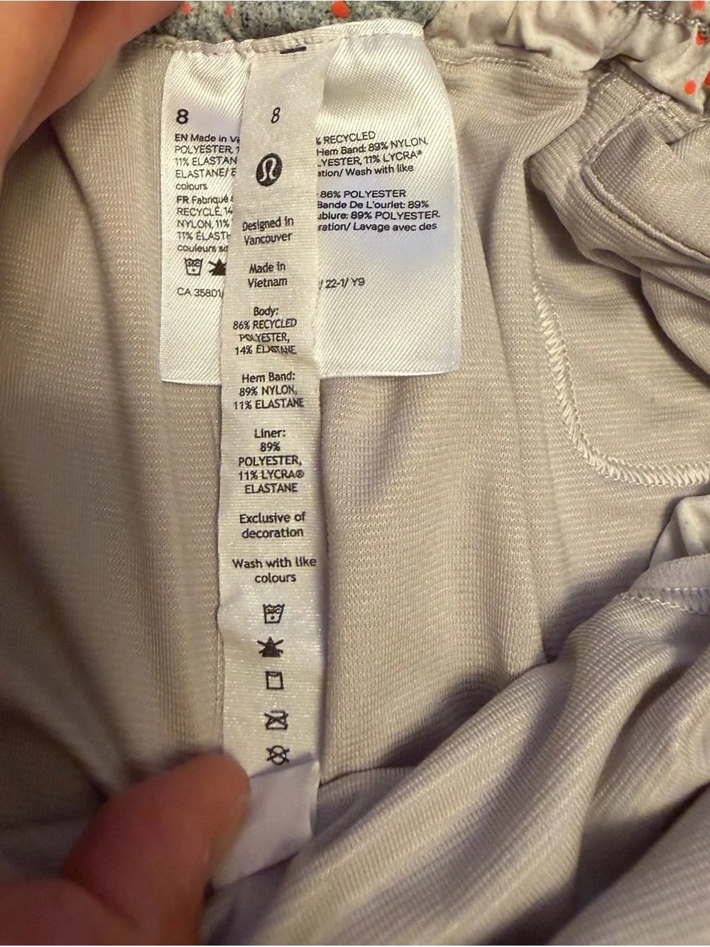 lululemon athletica Light Gray Spray-Print Athletic Shorts with Coral Flecks